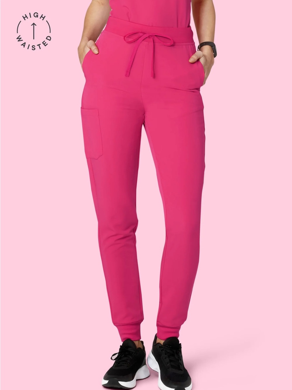 Mandala Scrubs High Waisted Joggers in Hot Pink (Petite Small)